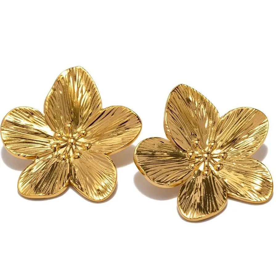 Brinco em Ouro 18k Flor Texturizada