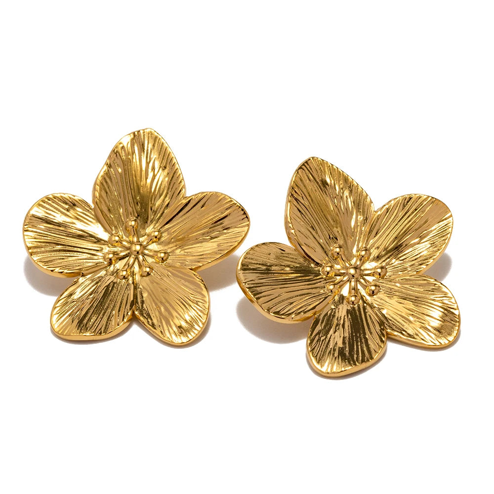 Brinco em Ouro 18k Flor Texturizada