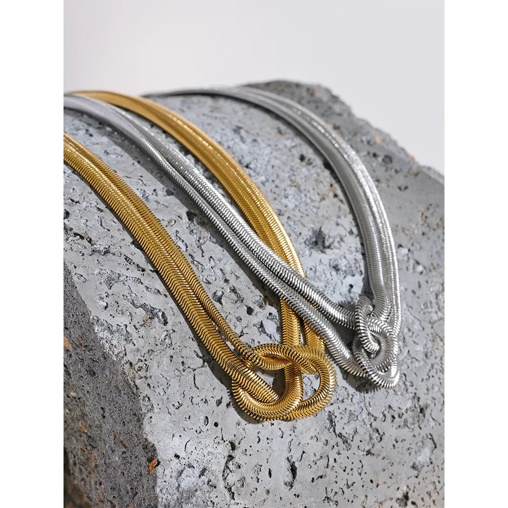 Colar Feminino Banhado Em Ouro 18k Nó Camadas