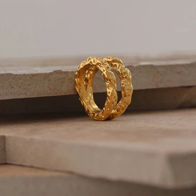 Anel Rústico Minimalista Duplo