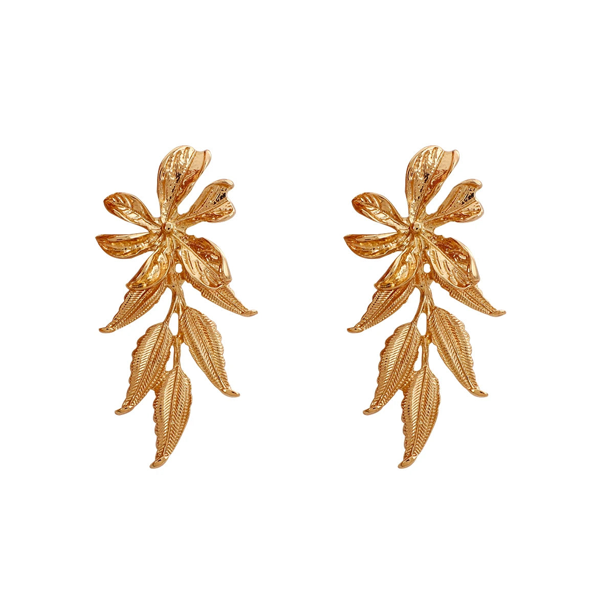 Brinco em Ouro 18k Flor Longa Delicada