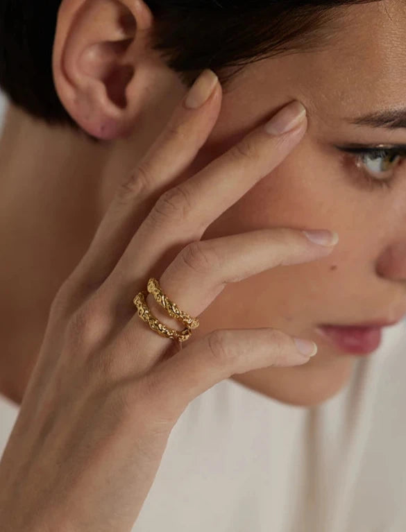 Anel Rústico Minimalista Duplo