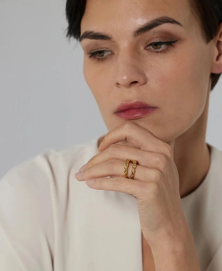 Anel Rústico Minimalista Duplo