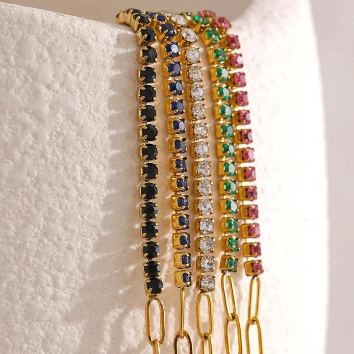 Pulseira Meio Corrente Meio Cravejada