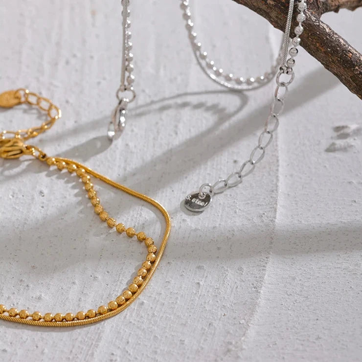 Pulseira Dupla Minimalista Ouro 18k