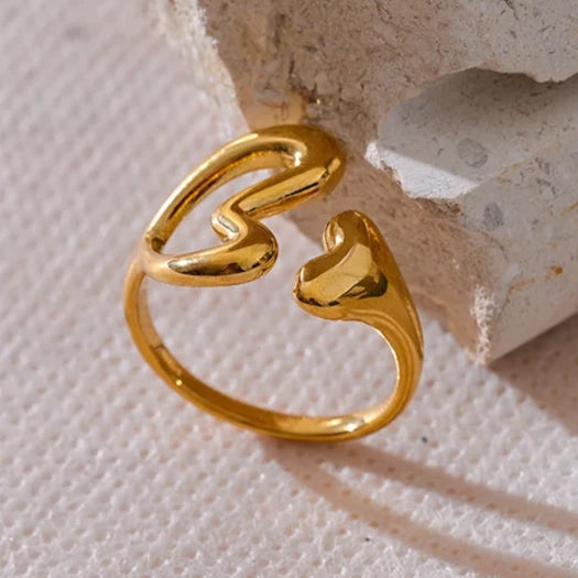 Anel Ajustável Duplo Coração