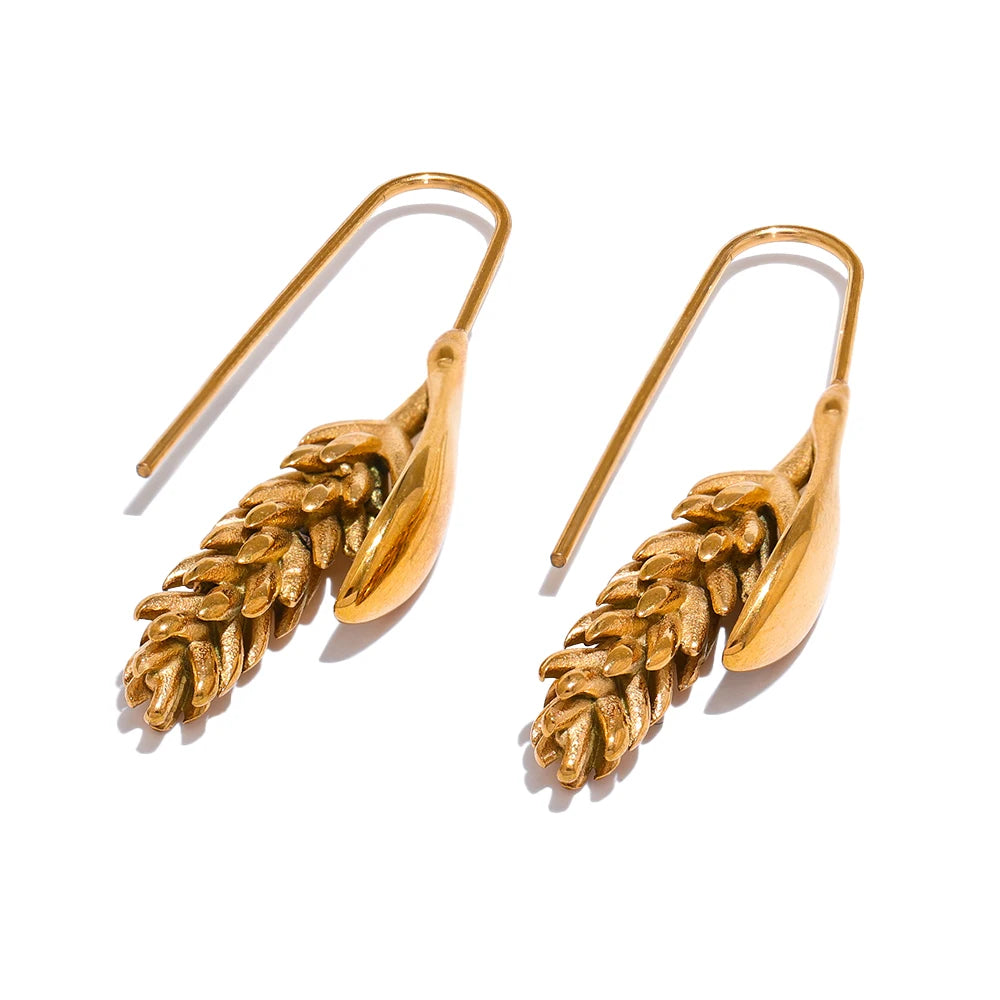 Brinco em Ouro 18k Trigo Pendente