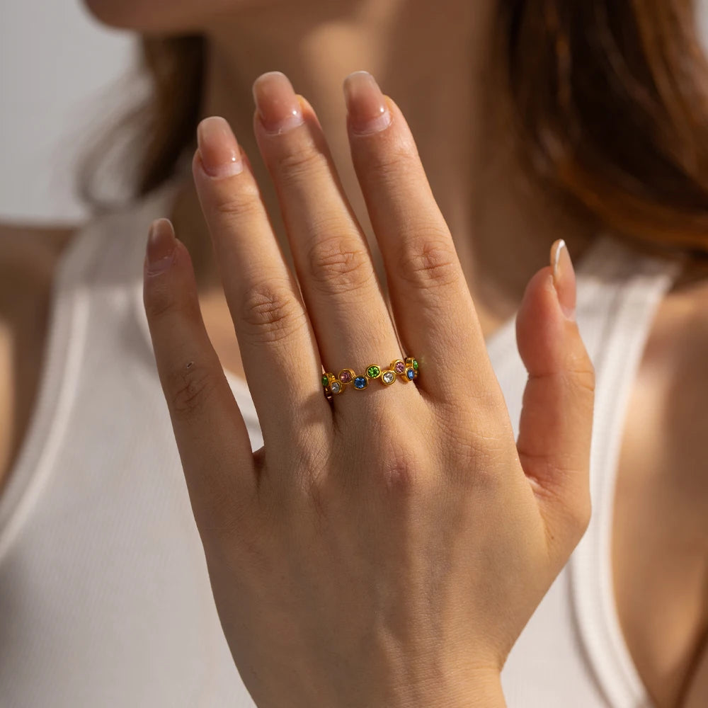 Anel Ajustável Esferas Intercaladas