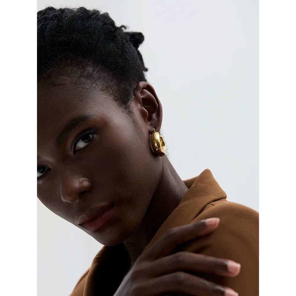 Brinco em Ouro 18k Argola Espessa Minimalista