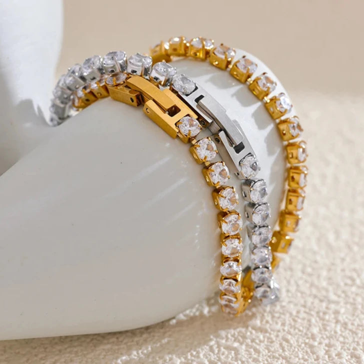 Pulseira Cravejada de Zirconias Circulares