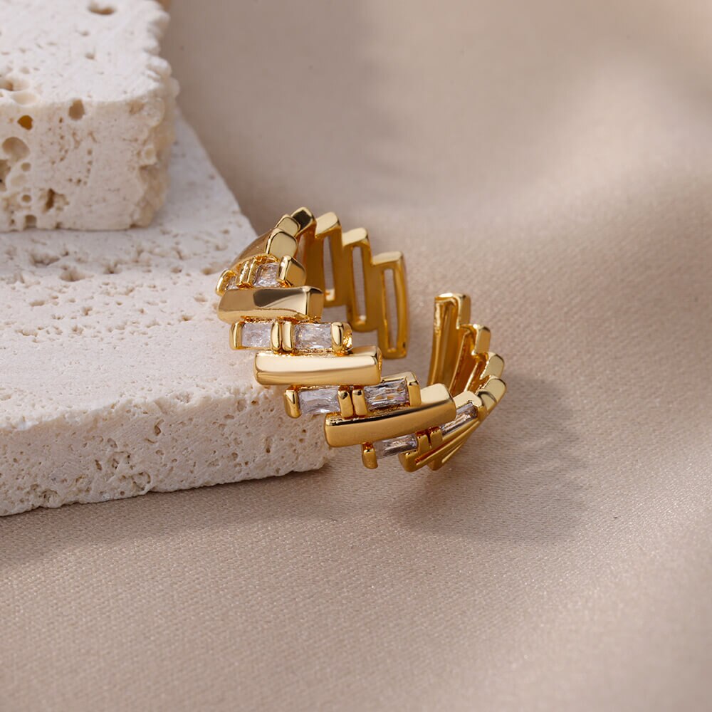 Anel Ajustável Lascas Diagonais