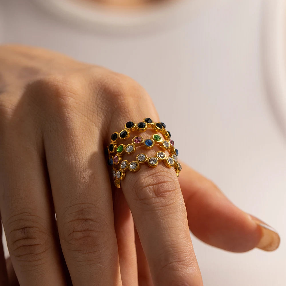 Anel Ajustável Esferas Intercaladas