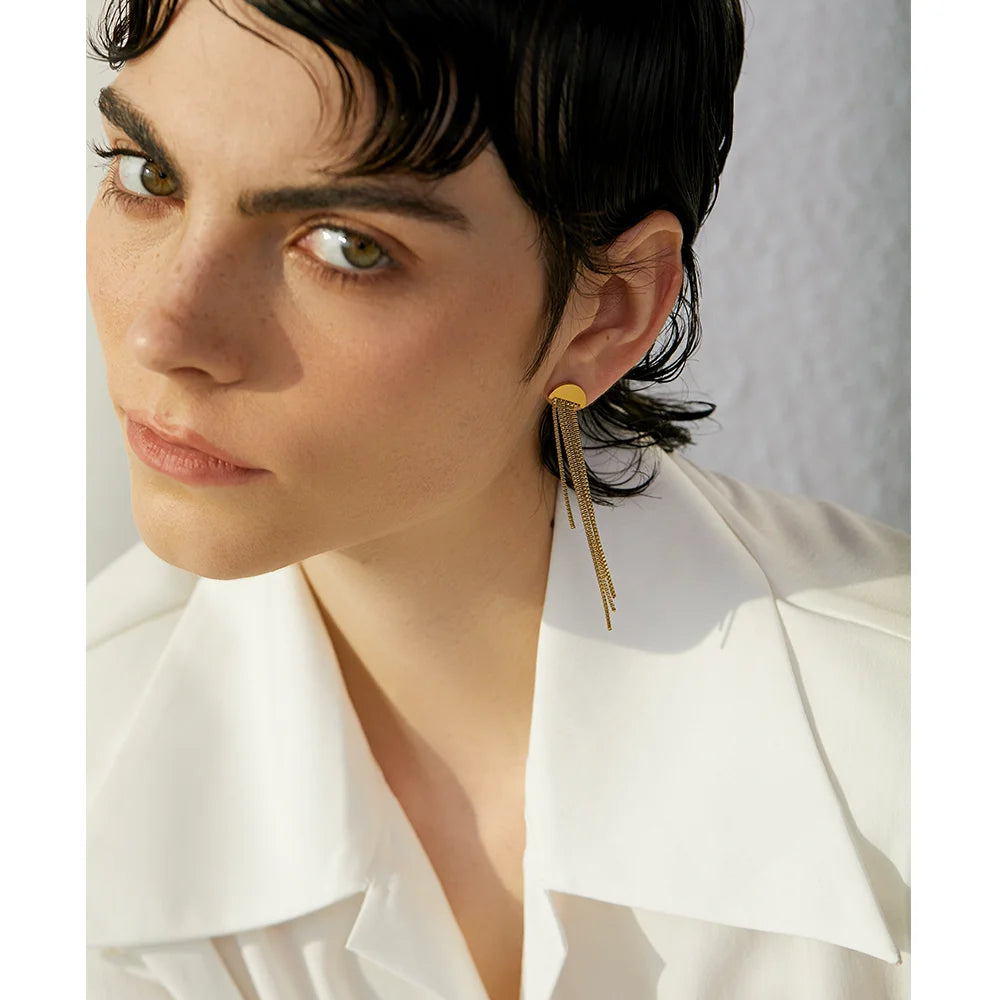 Brinco em Ouro 18k Pendente Corrente Longo