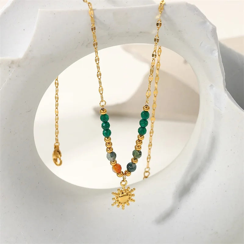 Colar Trend Sol Pedras Naturais