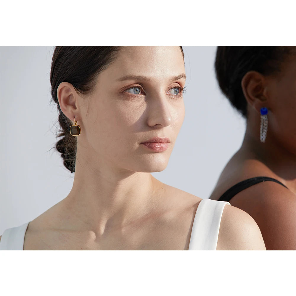 Brinco em Ouro 18k Opala Quadrada
