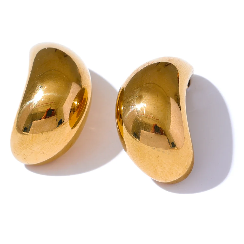 Brinco em Ouro 18k Côncavo Minimalista Elegante