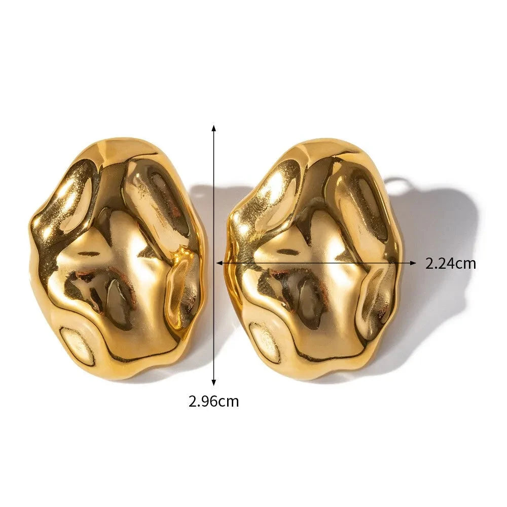 Brinco em Ouro 18k Oval Textura Orgânica