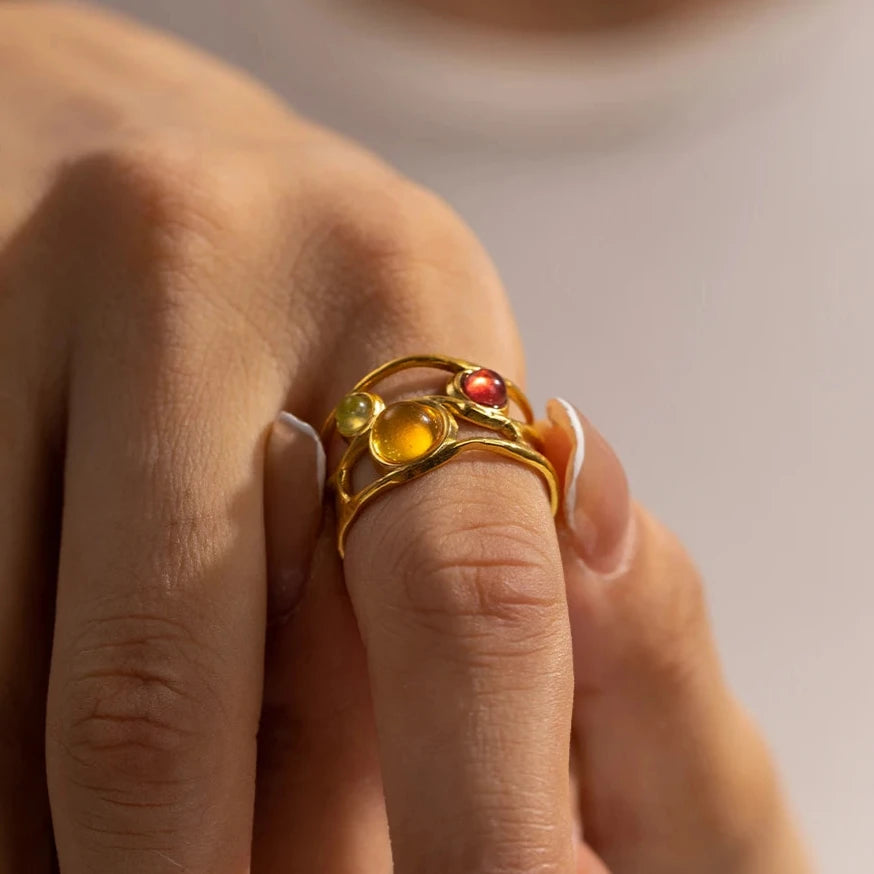 Anel Ajustável Lúdico Resina Minimalista