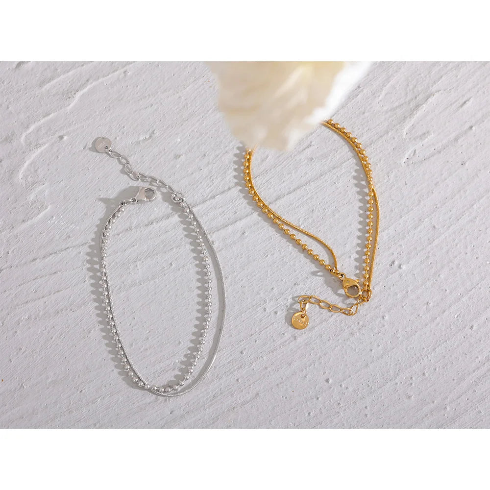 Pulseira Dupla Minimalista Ouro 18k