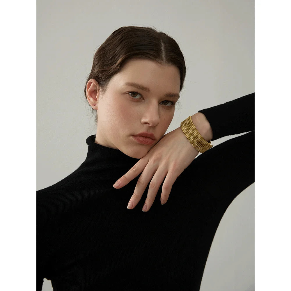 Pulseira Larga Textura Elegante