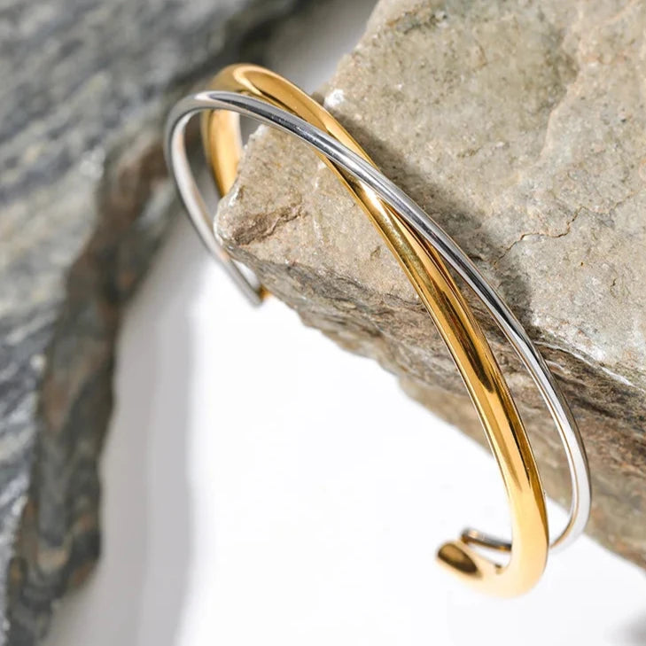 Bracelete Duplo Cruzado Minimalista