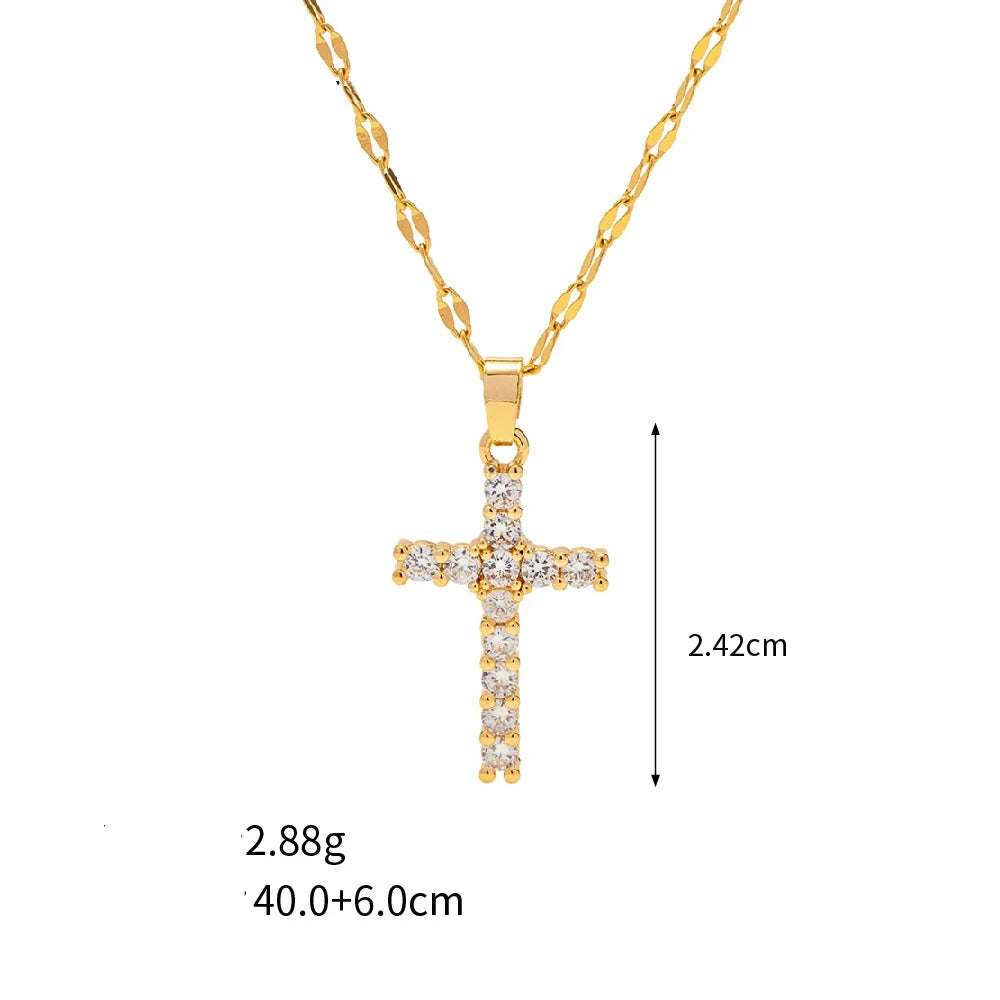 Colar Cruz Cravejada Zircônia