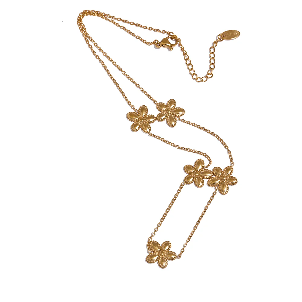 Pulseira 3 Flores Delicadas Ouro 18k