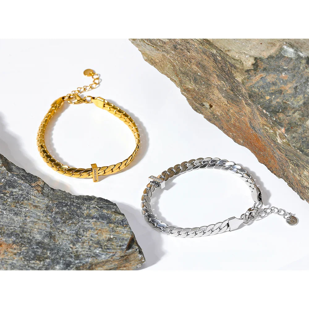 Pulseira Corrente Estilo Cubana Zircônia