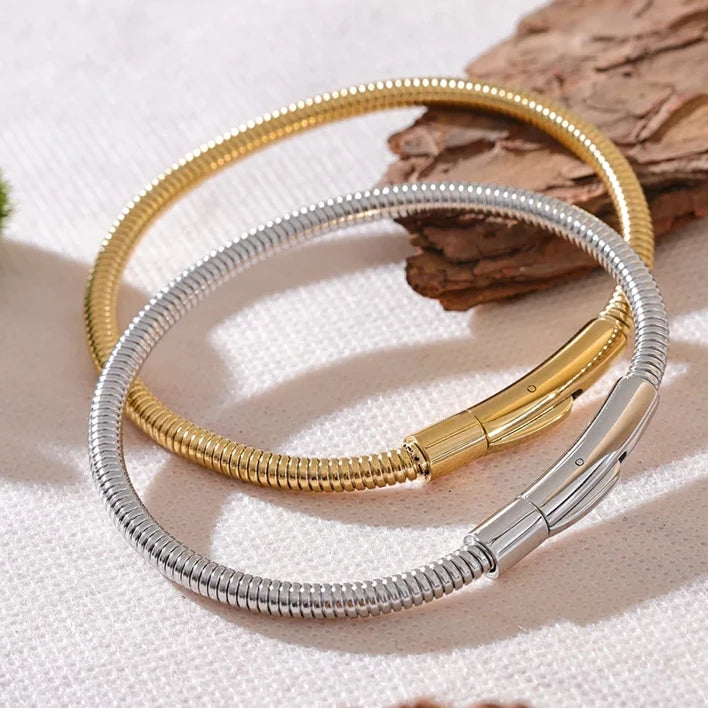 Pulseira Minimalista Padrão Circular Ouro 18k