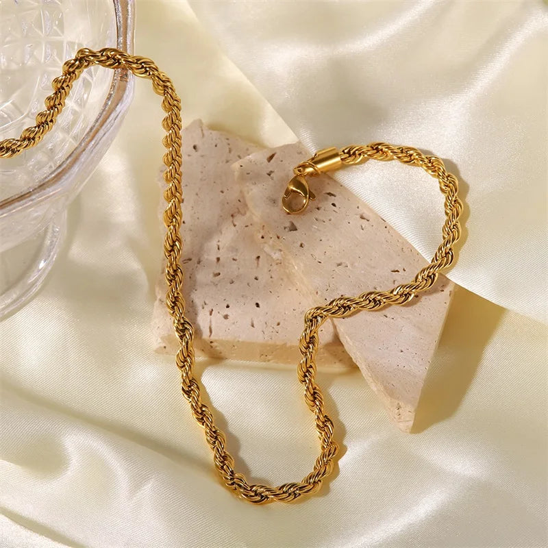 Colar Chunky Torcido 5mm Ouro 18k