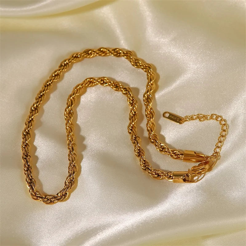 Colar Chunky Torcido 5mm Ouro 18k