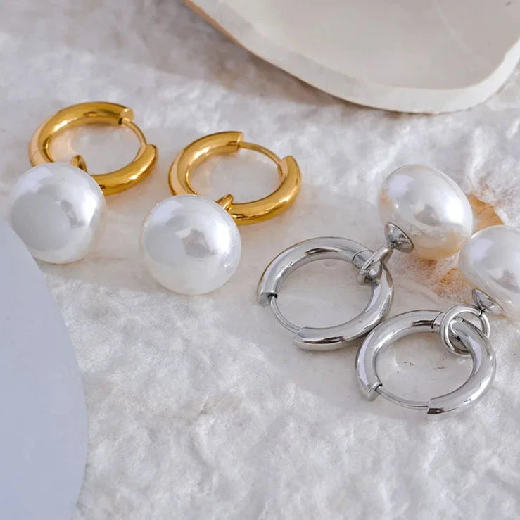 Brinco em Ouro 18k Pendente Pérola