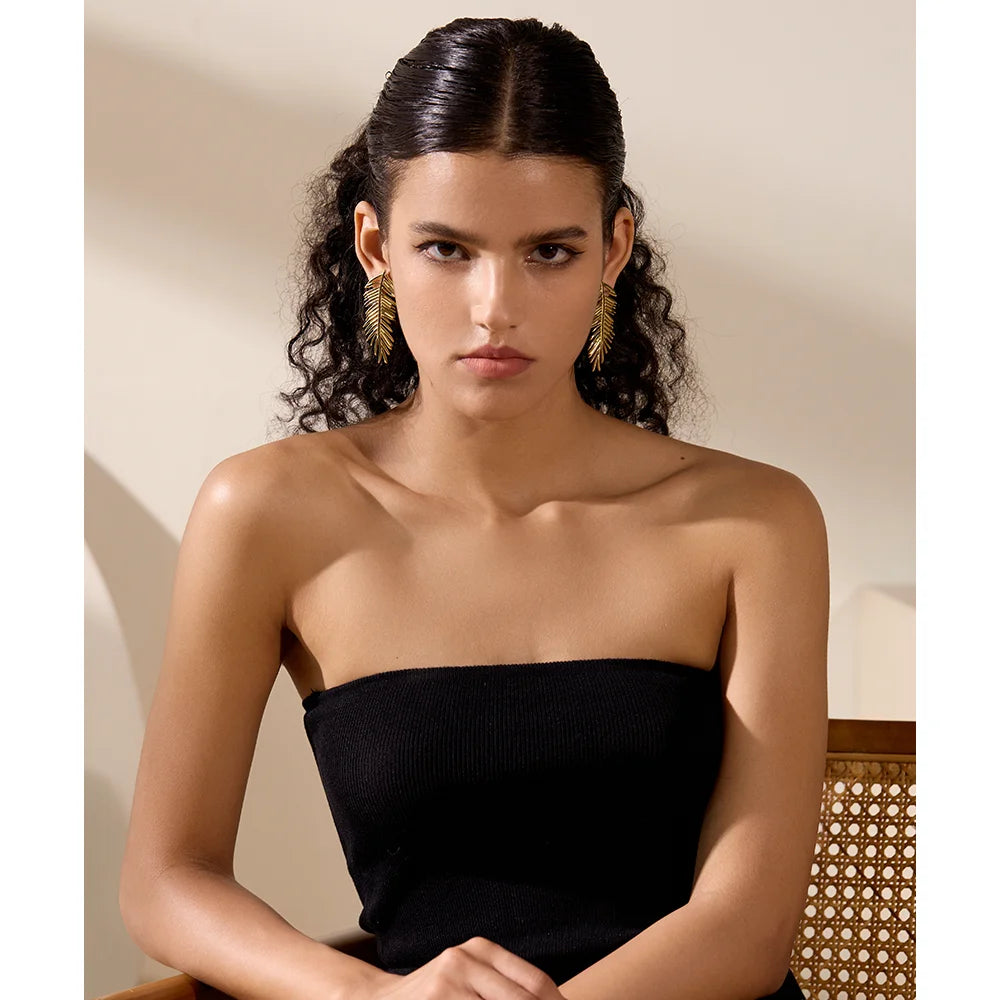 Brinco em Ouro 18k Ramo de Palmeira