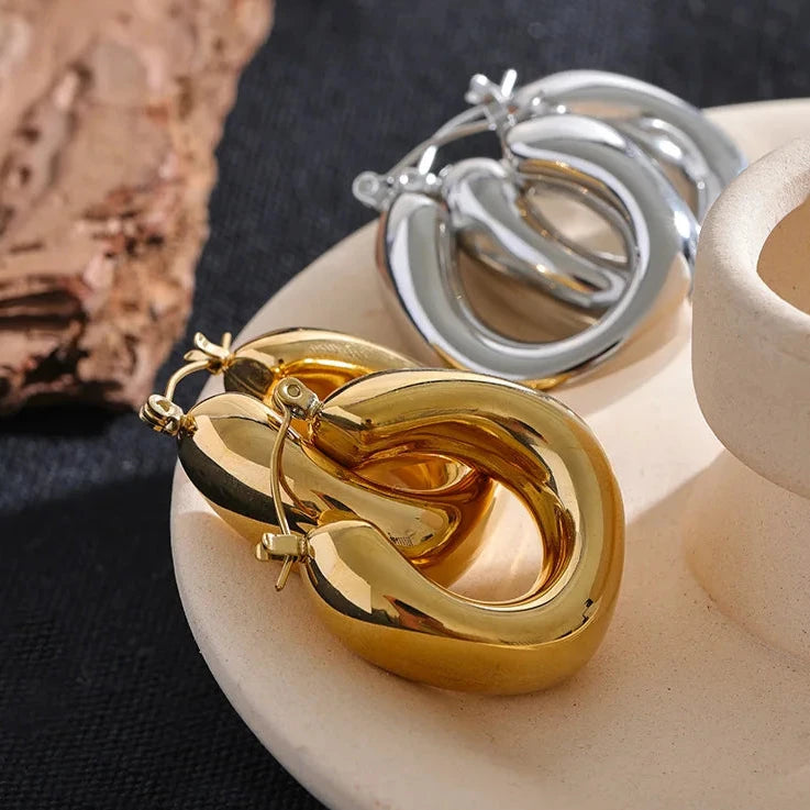 Brinco em Ouro 18k Argola Espessa Minimalista