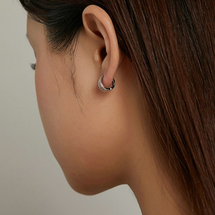 Brinco Dupla Argola Zircônia em Prata 925