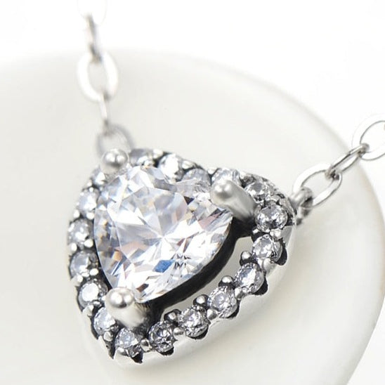 Colar Coração Duplo Zircônia em Prata 925