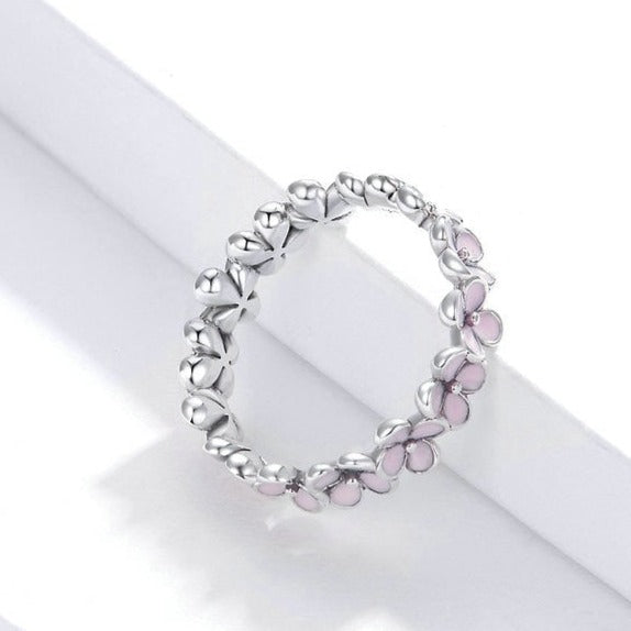 Anel Flor Delicada Rosa em Prata 925