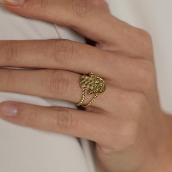 Anel Ajustável Hamsá em Ouro