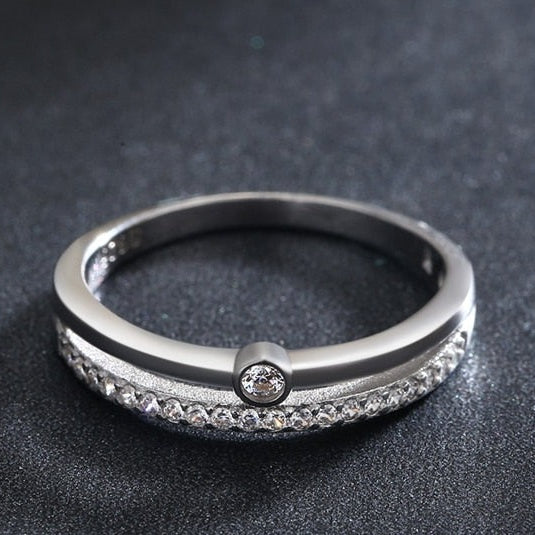 Anel Duplo Zircônia em Prata 925