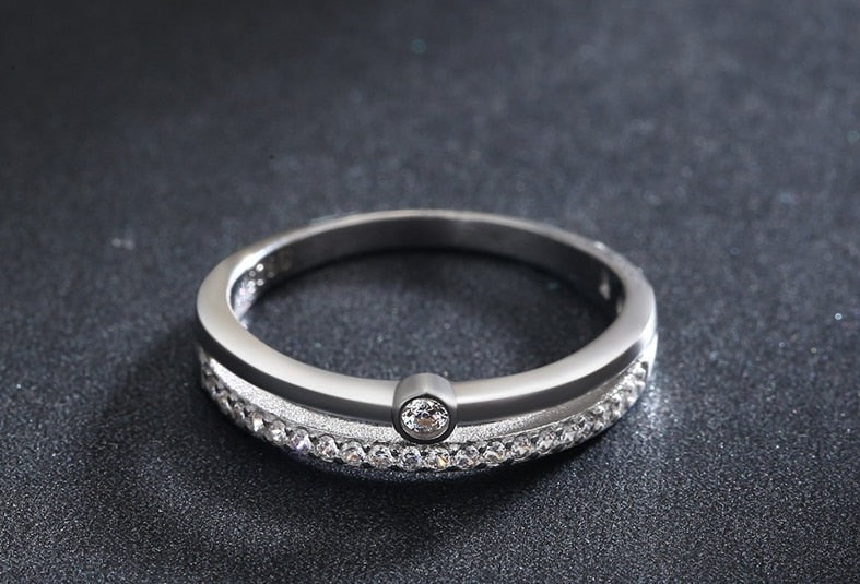 Anel Duplo Zircônia em Prata 925