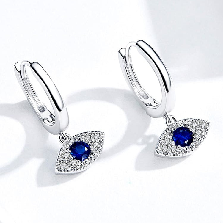 Brinco Argola Olho Grego em Prata 925 e Zircônia