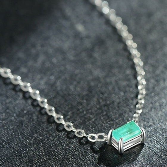 Colar Turmalina Retangular em Prata 925