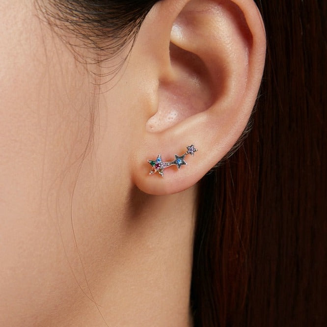 Brinco Triplo Estrela em Prata 925