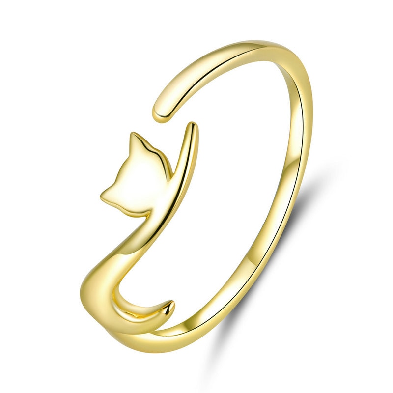 Anel Gatinho Ajustável em Prata 925