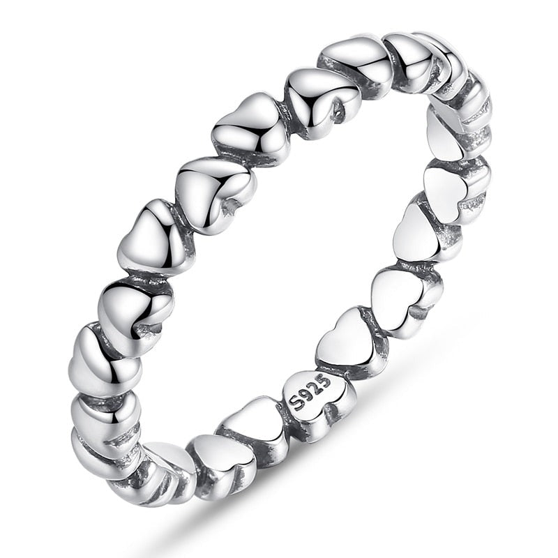 Anel Corações Intercalados em Prata 925