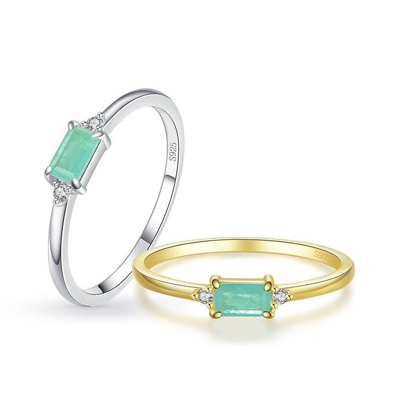 Anel Clássico Turmalina Retangular em Prata 925