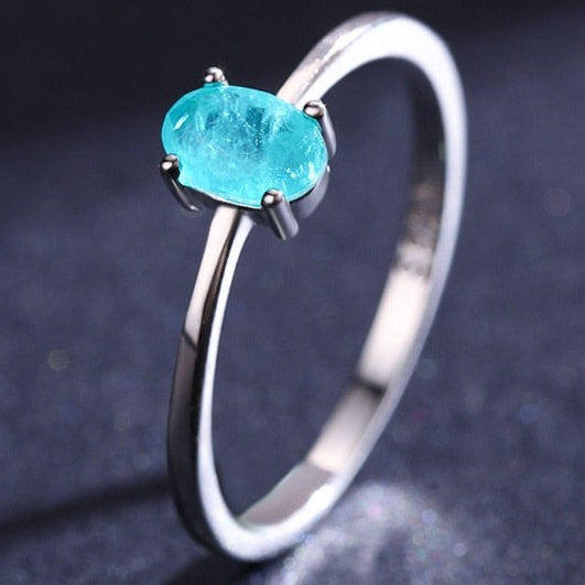 Anel Turmalina Paraíba Oval em Prata 925