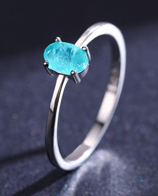 Anel Turmalina Paraíba Oval em Prata 925