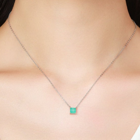 Colar Turmalina Quadrada em Prata 925