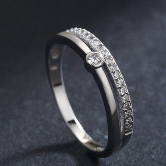 Anel Duplo Zircônia em Prata 925